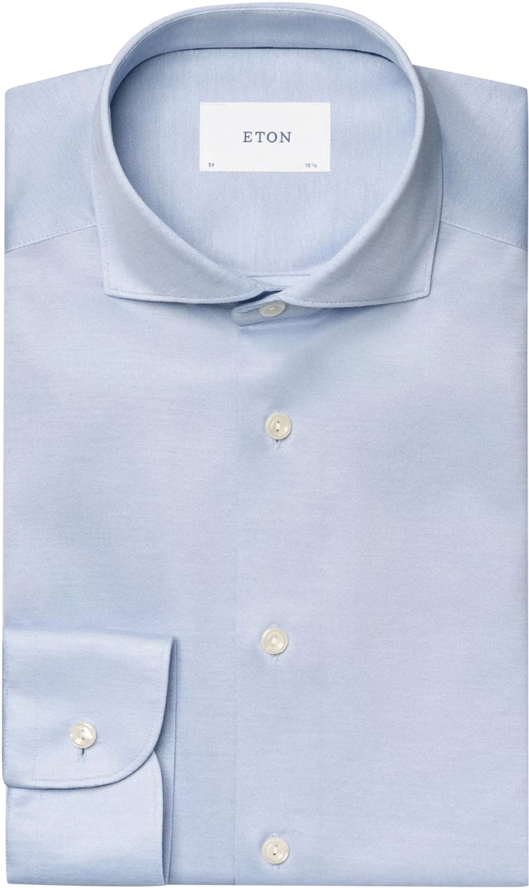 Eton Eton Filo De Scozia Oxford Shirt Lange Mouw Overhemden Lichtblauw 100013016 Blauw