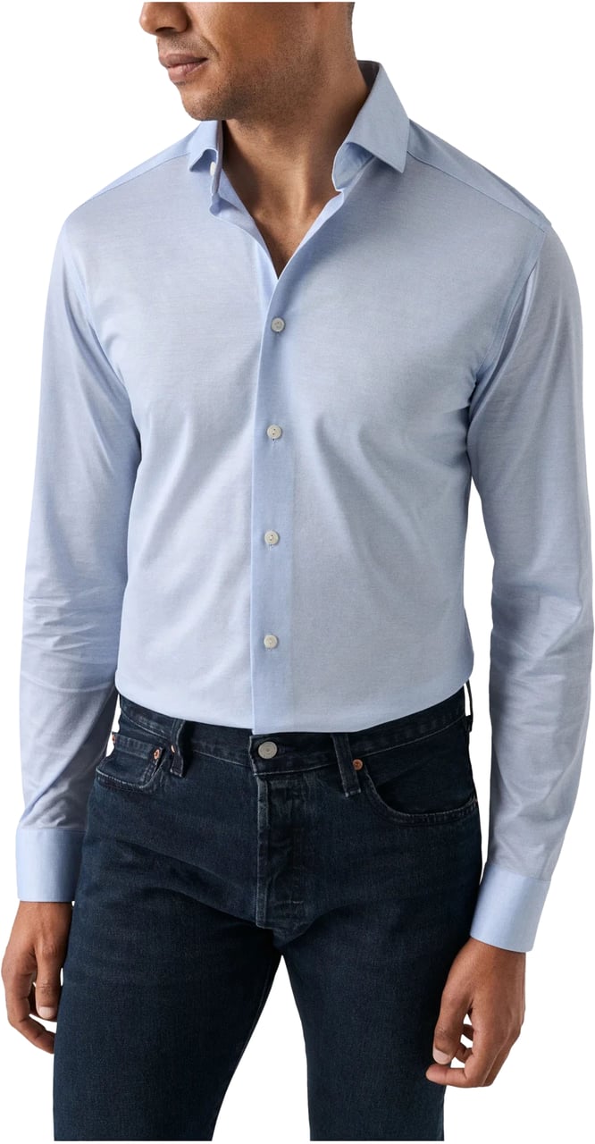 Eton Eton Filo De Scozia Oxford Shirt Lange Mouw Overhemden Lichtblauw 100013016 Blauw