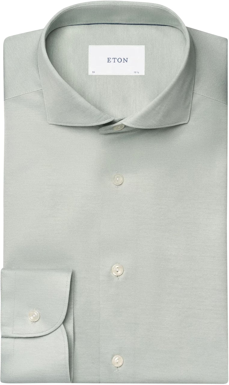 Eton Eton Filo De Scozia Oxford Shirt Lange Mouw Overhemden Lichtgroen 100013016 Groen