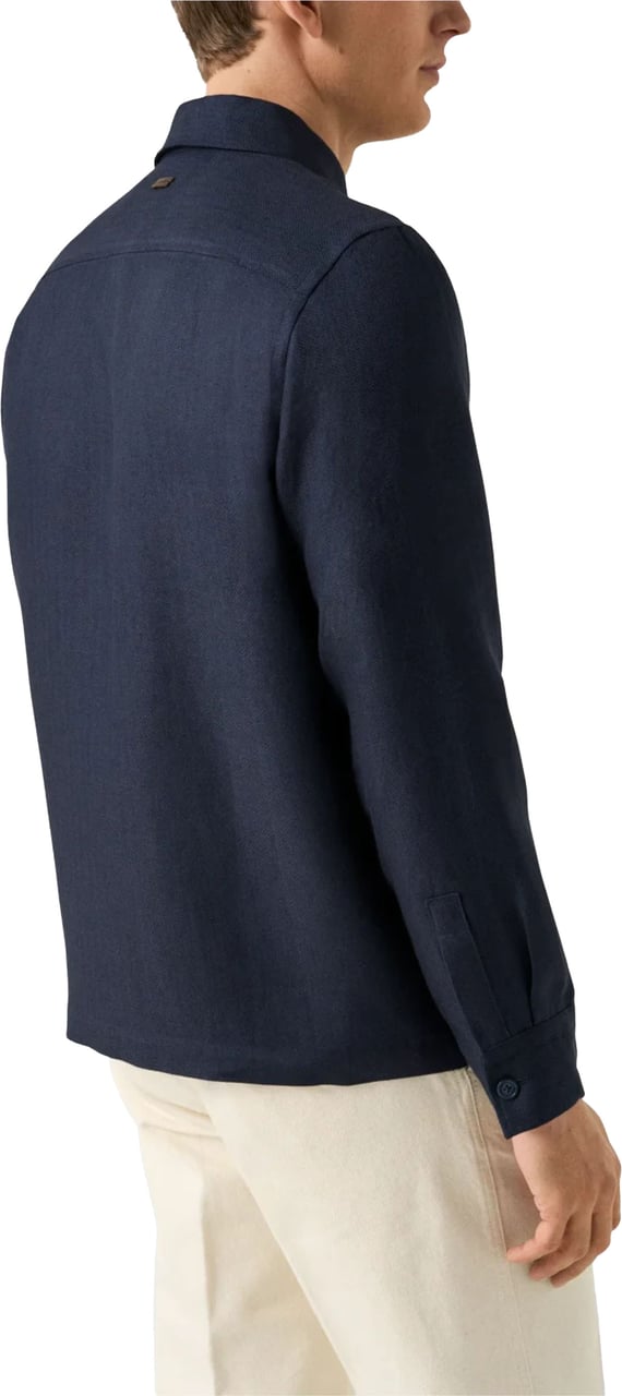 Eton Four Pocket Linen Lyocell Shirt Jacket Overshirts Donkerblauw 100014699 Blauw