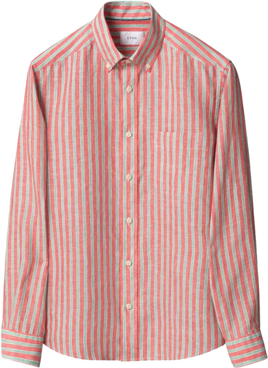 Eton Eton Multi Striped Linen Shirt Lange Mouw Overhemden Rood 100014792 Rood