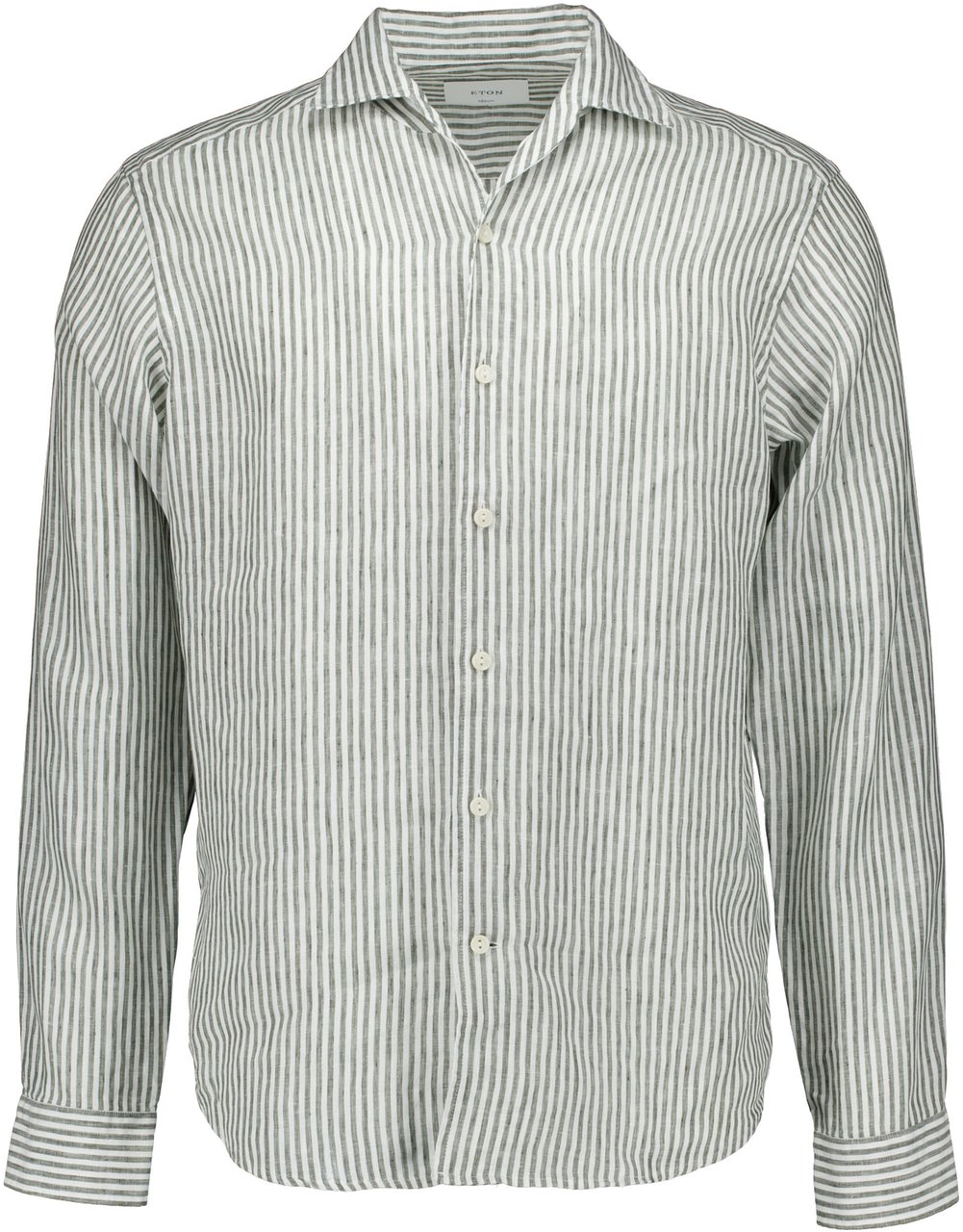 Eton Eton Striped Linen Shirt Lange Mouw Overhemden Groen 100014794 Groen