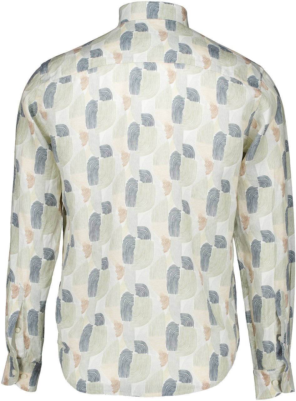 Eton Eton Geometric Print Linen Shirt Lange Mouw Overhemden Groen 100014843 Groen