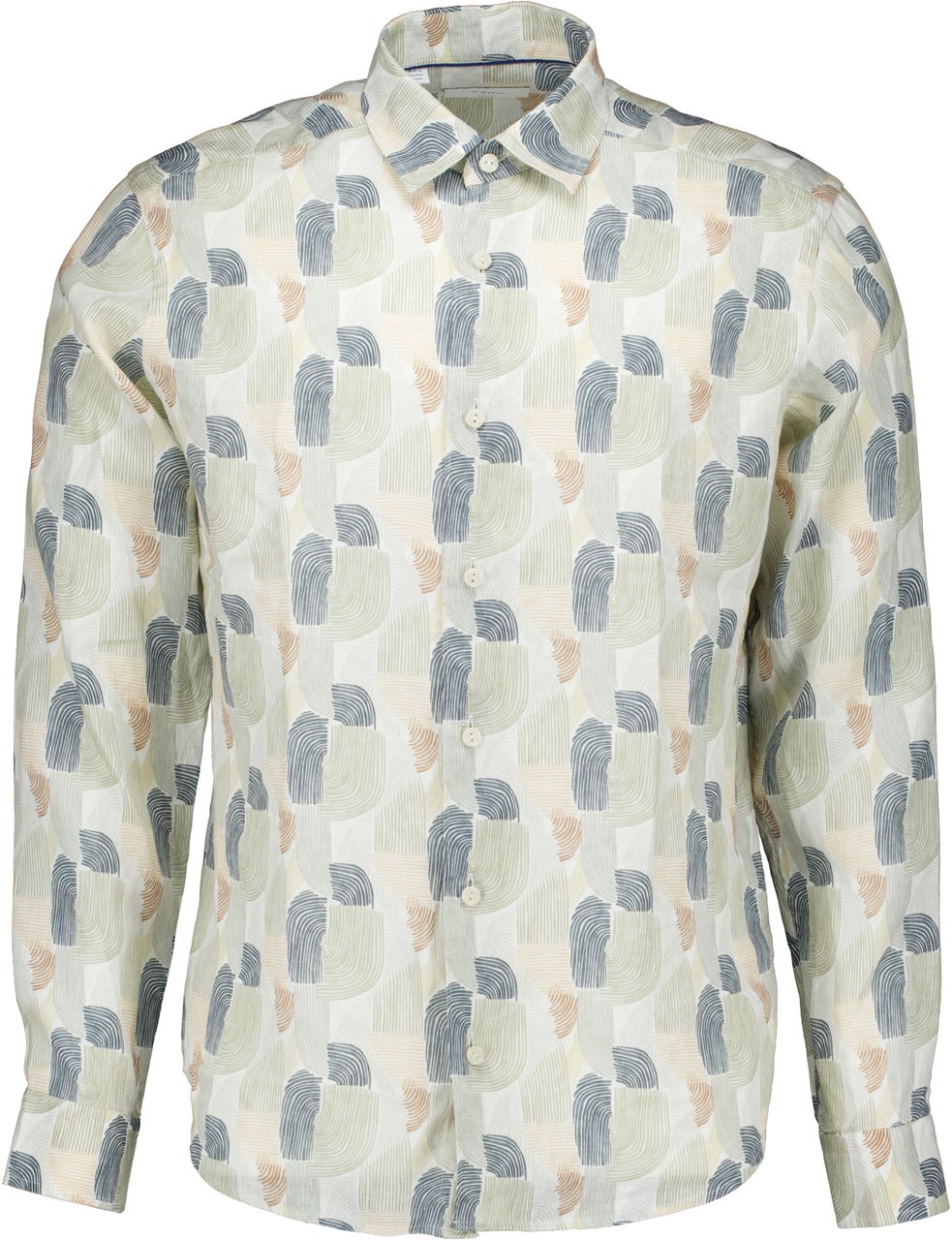 Eton Eton Geometric Print Linen Shirt Lange Mouw Overhemden Groen 100014843 Groen