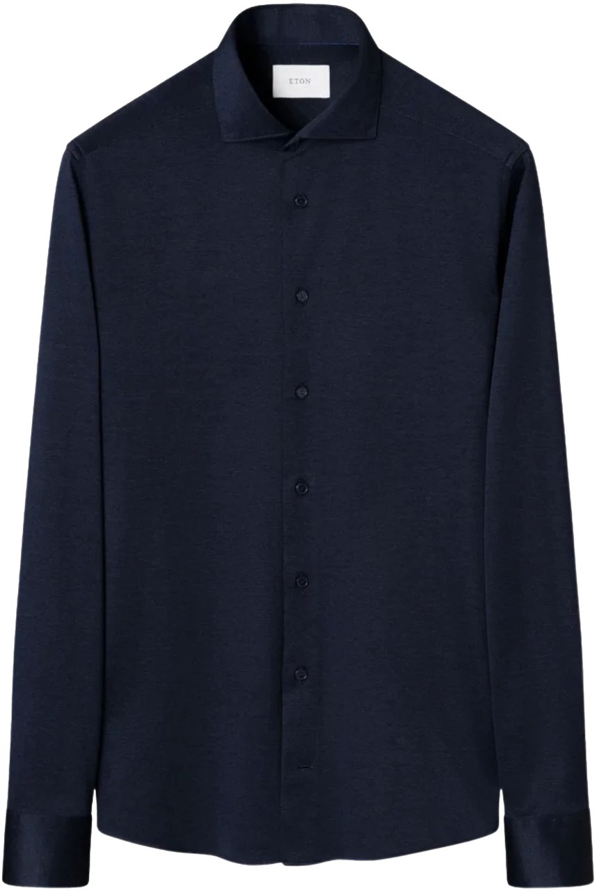 Eton Eton Filo Di Scozia Knit Shirt Lange Mouw Overhemden Donkerblauw 100014987 Blauw