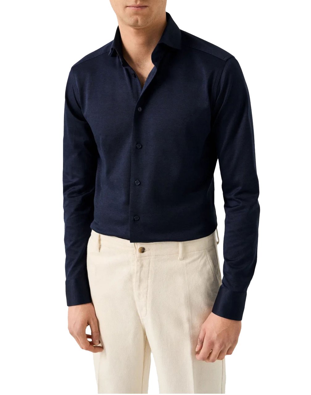 Eton Eton Filo Di Scozia Knit Shirt Lange Mouw Overhemden Donkerblauw 100014987 Blauw