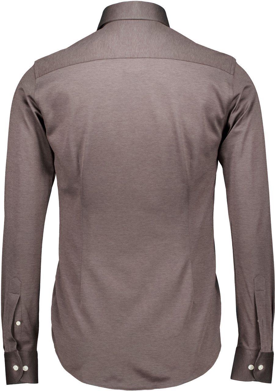 Eton Filo Di Scozia Knit Shirt Lange Mouw Overhemden Donkerbruin 100014987 Bruin
