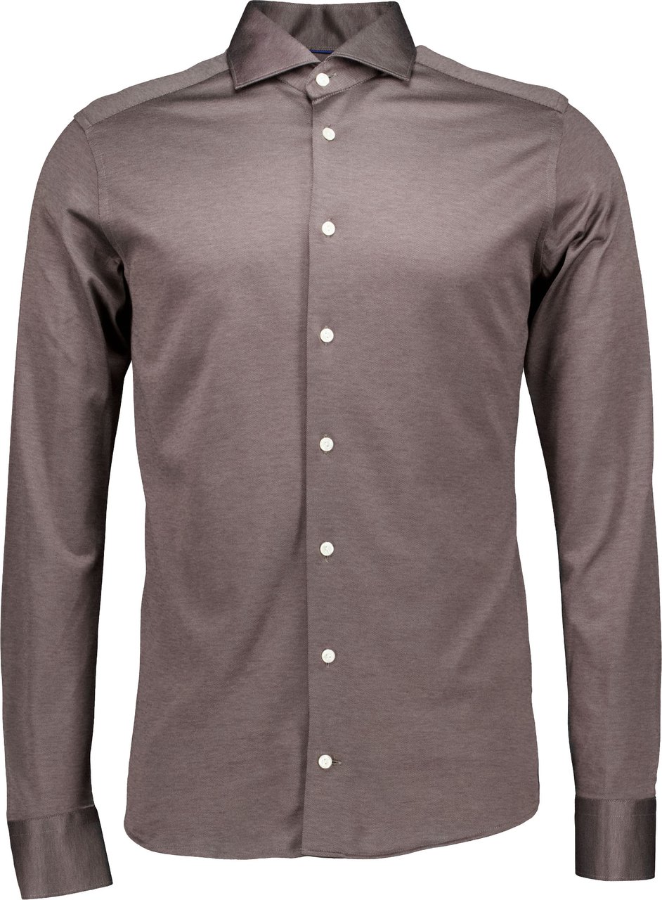 Eton Filo Di Scozia Knit Shirt Lange Mouw Overhemden Donkerbruin 100014987 Bruin