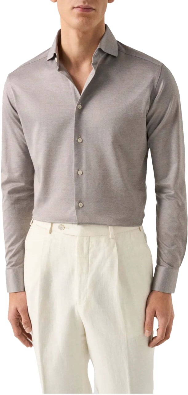 Eton Eton Filo Di Scozia Knit Shirt Lange Mouw Overhemden Grijs 100014987 Grijs