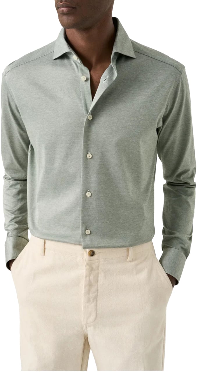 Eton Eton Filo Di Scozia Knit Shirt Lange Mouw Overhemden Lichtgroen 100014987 Groen