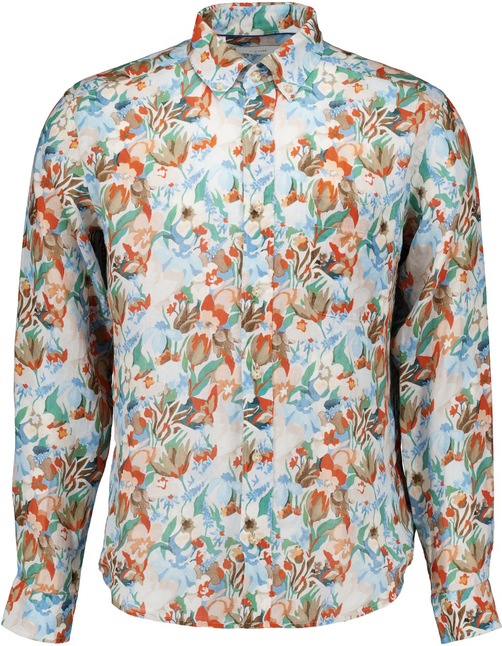 Eton Eton Floral Linen Print Shirt Lange Mouw Overhemden Oranje 100015064 Oranje