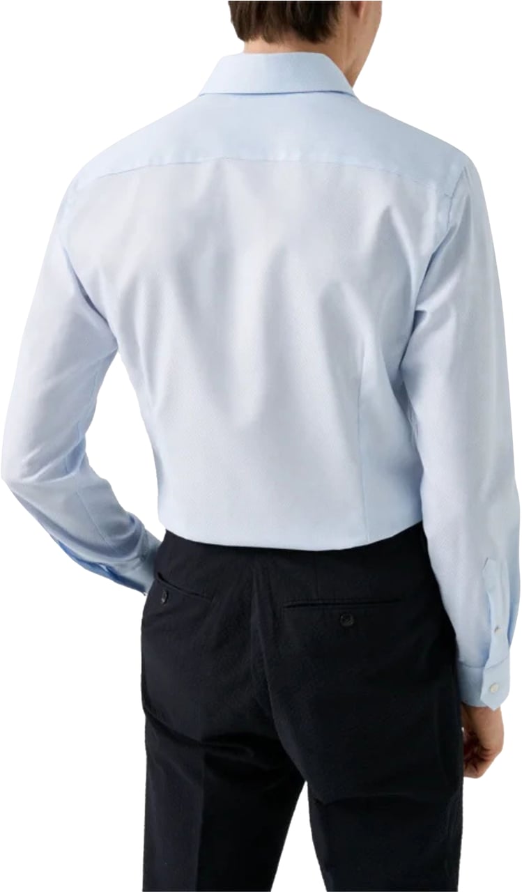Eton Eton Semi Solid Cotton Lyocell Shirt Lange Mouw Overhemden Lichtblauw 100015130 Blauw