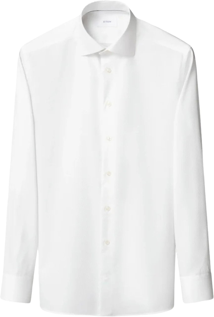 Eton Eton Semi Solid Cotton Lyocell Shirt Lange Mouw Overhemden Wit 100015130 Wit
