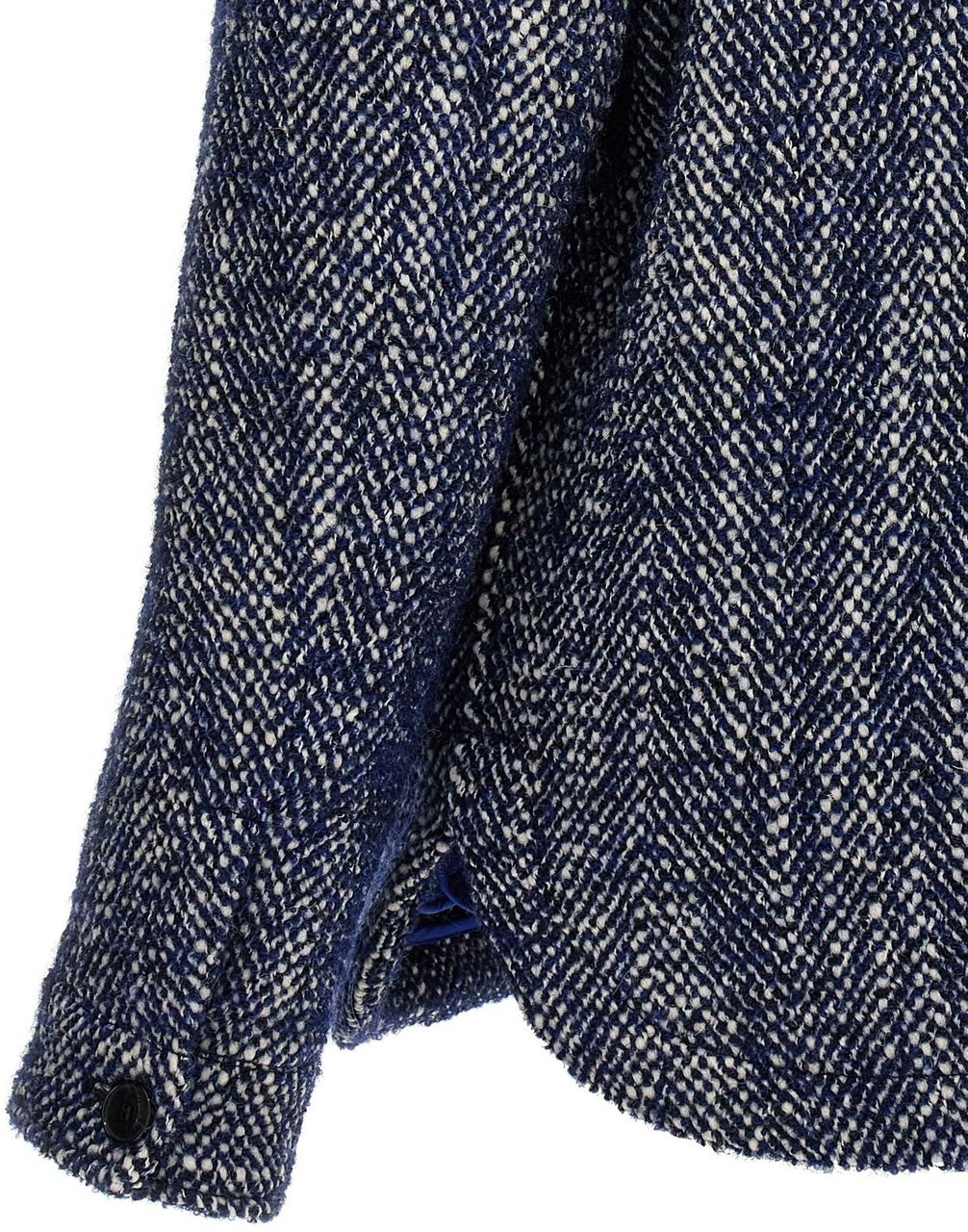 Etro Blue Wool Full-Length Jacket Blauw