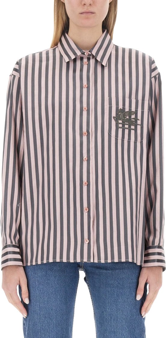 Etro Striped Oversized Shirt Roze