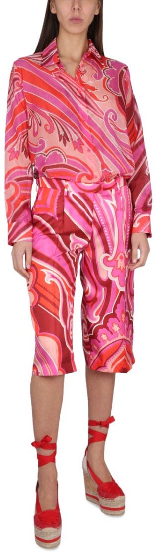 Etro Silk And Cotton Bermuda Shorts Roze