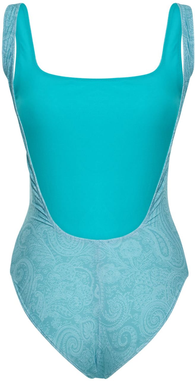 Etro Elegant blue one-piece swimsuit classic style Blauw