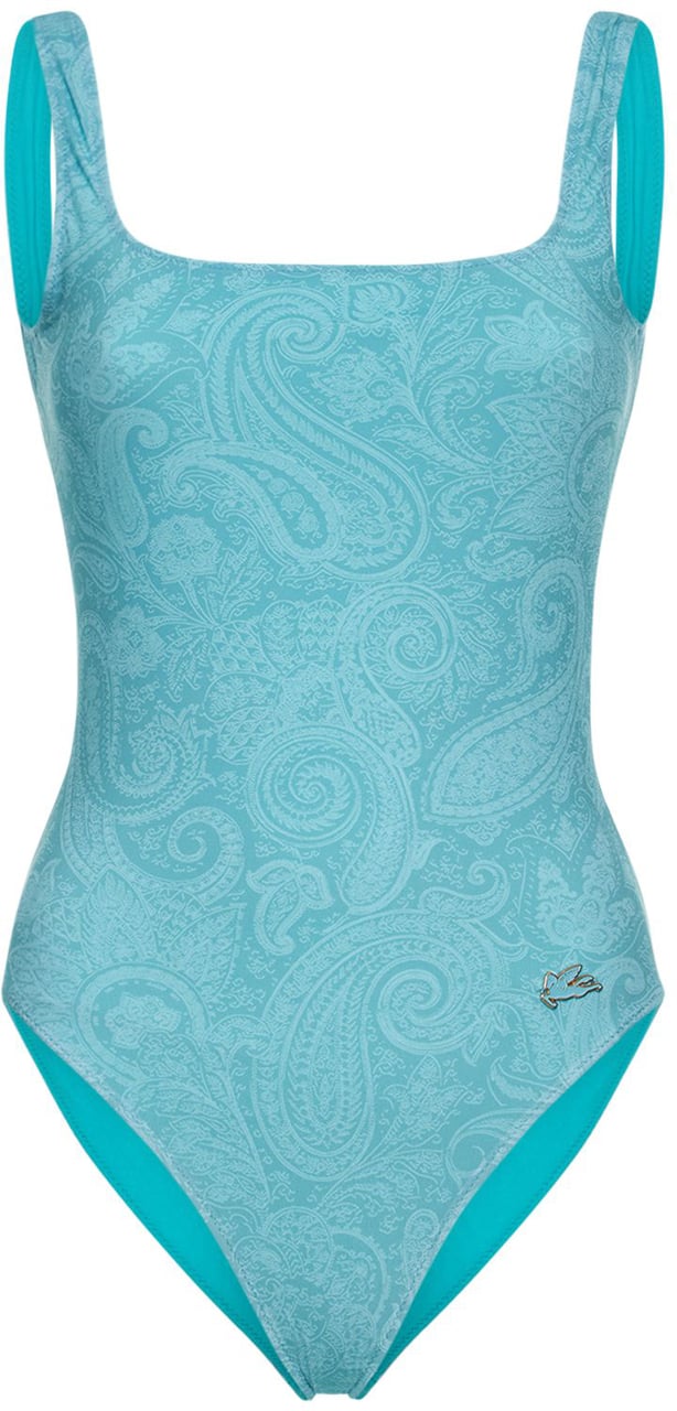Etro Elegant blue one-piece swimsuit classic style Blauw