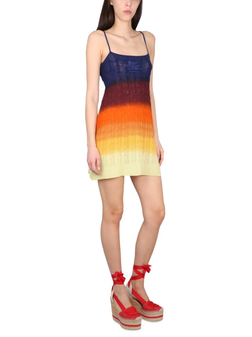 Etro Shaded Wool Mini Dress Neutraal
