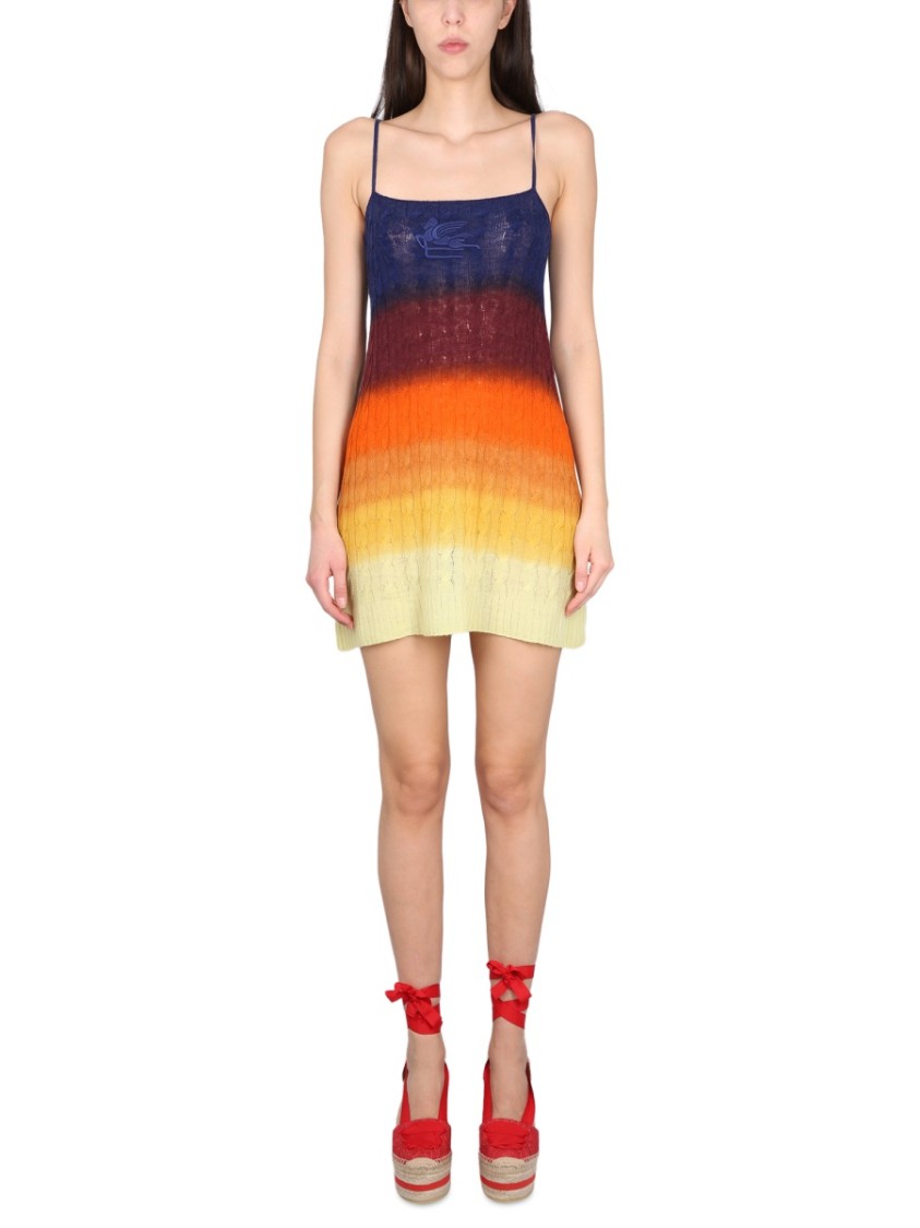 Etro Shaded Wool Mini Dress Neutraal