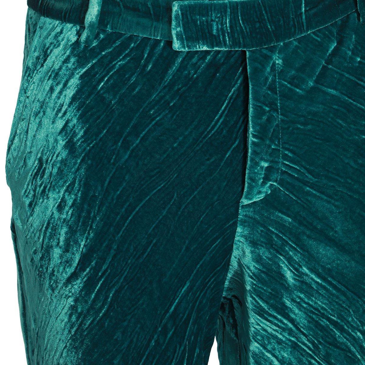 Etro Froissé Velvet Trousers With Concealed Zip And Side Pockets Groen