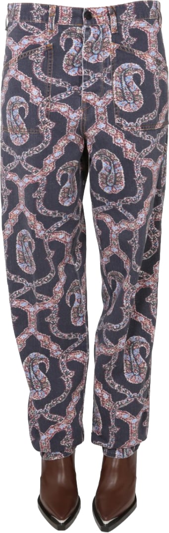 Etro Paisley Denim Pants Grijs