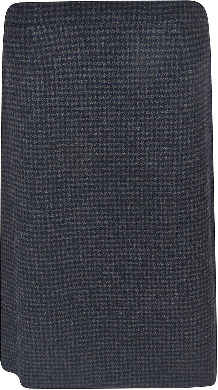 Etro Houndstooth Wool Mini Back Zipper Skirt Zwart