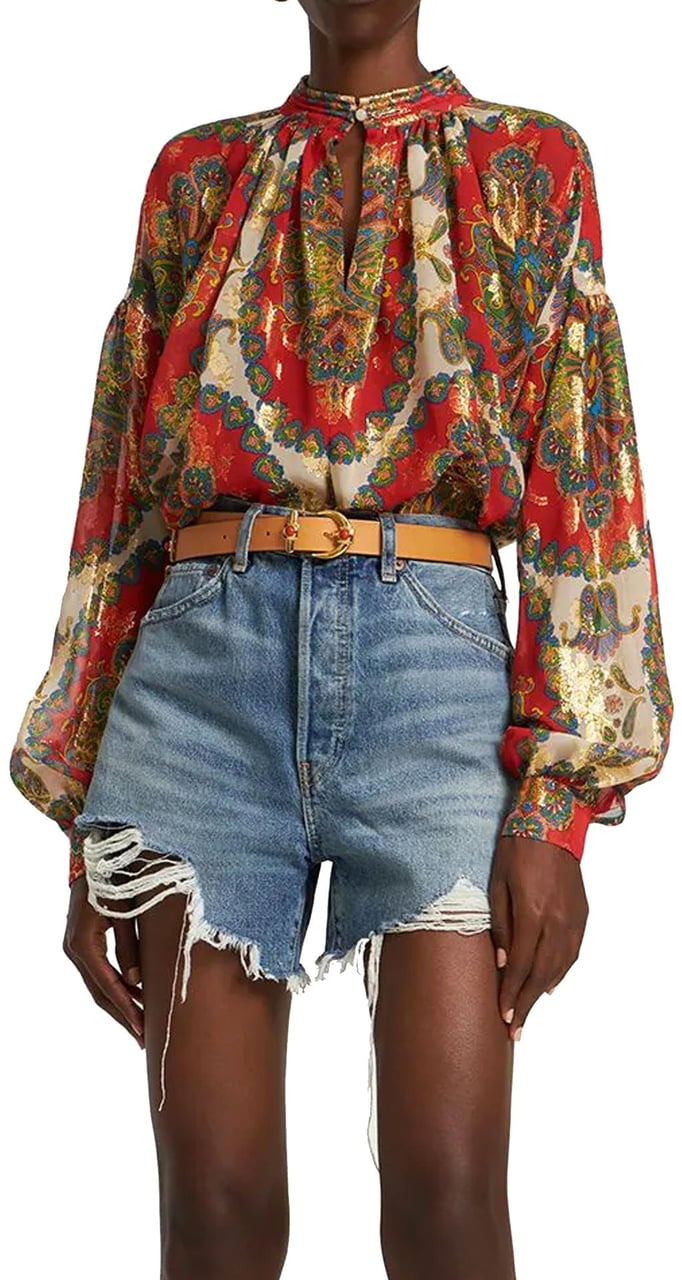 Etro Etro Silk Printed Shirt Oranje