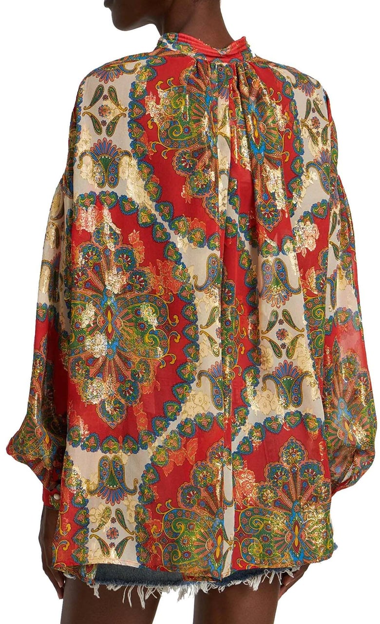 Etro Etro Silk Printed Shirt Oranje