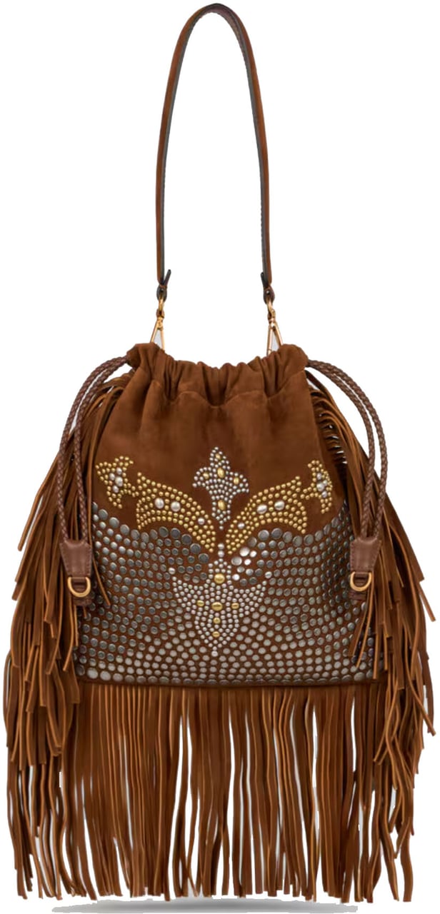 Etro Kalispera Medium Studs Fringes Bruin