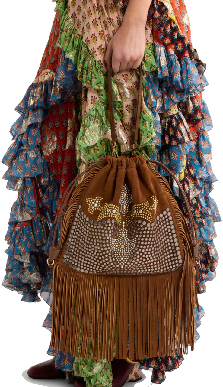 Etro Kalispera Medium Studs Fringes Bruin