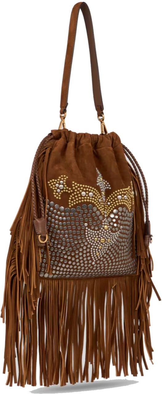 Etro Kalispera Medium Studs Fringes Bruin