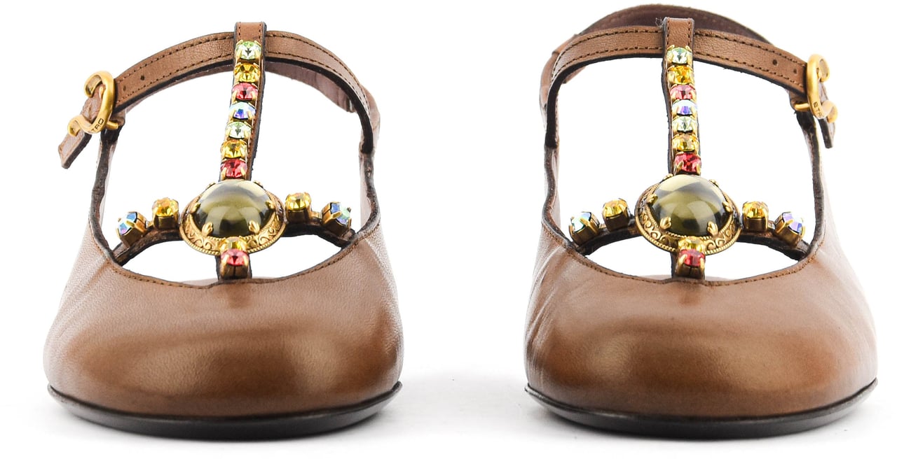 Etro T-bar Slingback Ballerina Brwon Bruin