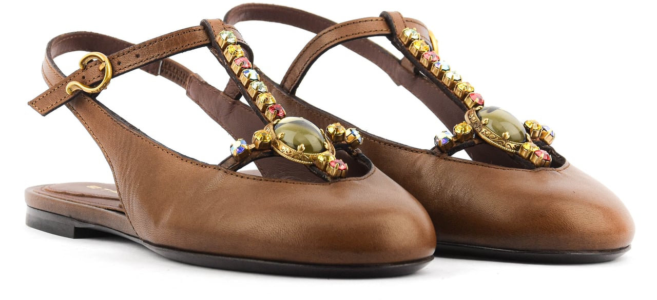 Etro T-bar Slingback Ballerina Brwon Bruin