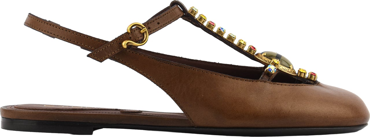 Etro T-bar Slingback Ballerina Brwon Bruin