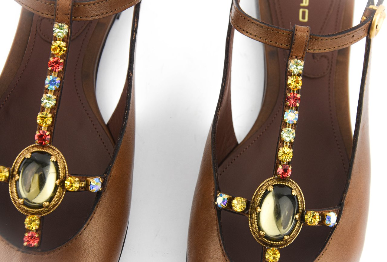 Etro T-bar Slingback Ballerina Brwon Bruin