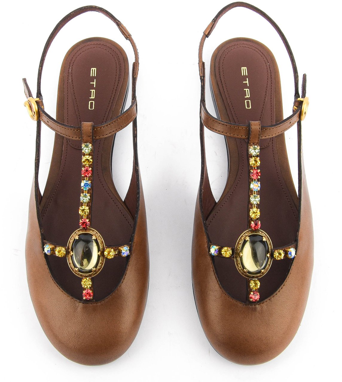 Etro T-bar Slingback Ballerina Brwon Bruin