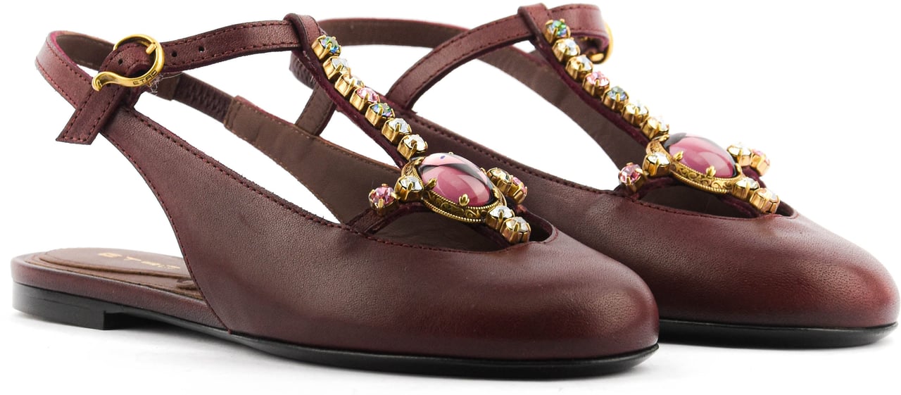 Etro T-bar Slingback Ballerina Bordeaux Rood