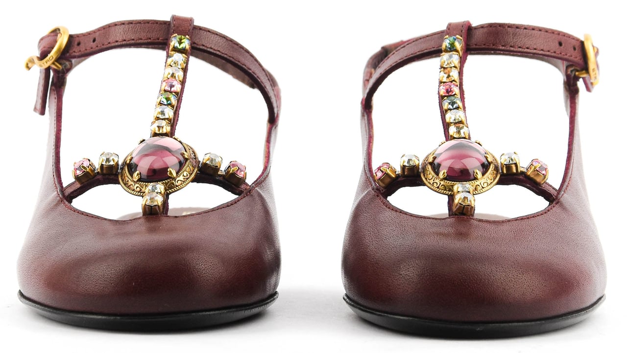Etro T-bar Slingback Ballerina Bordeaux Rood