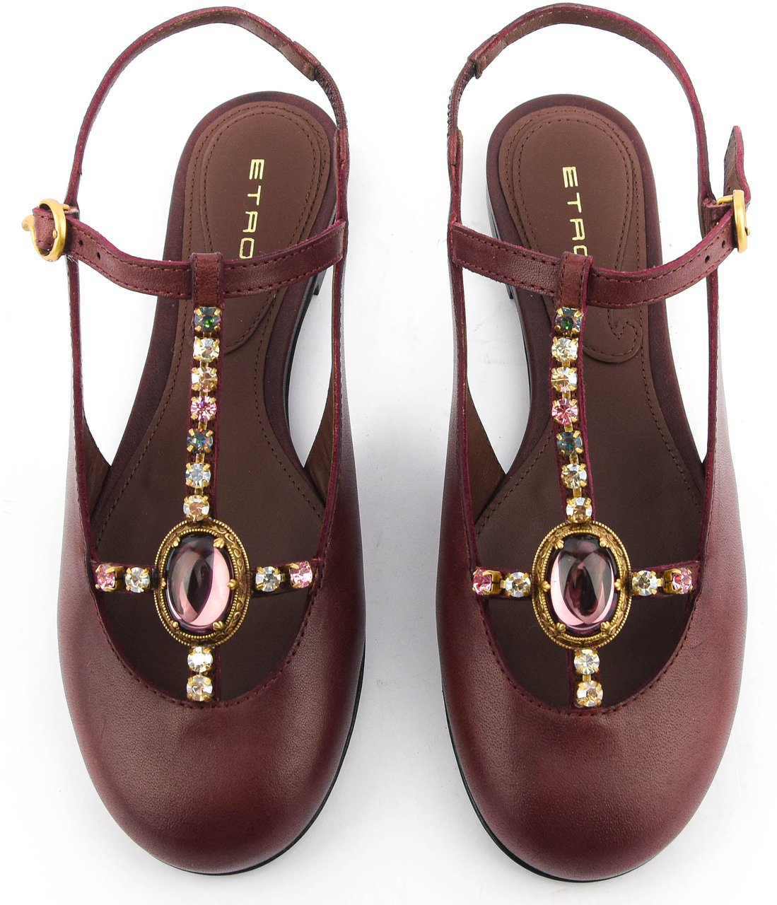 Etro T-bar Slingback Ballerina Bordeaux Rood
