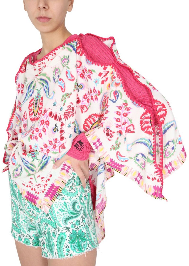 Etro Ribbed V-Neck Knit Sweater Roze