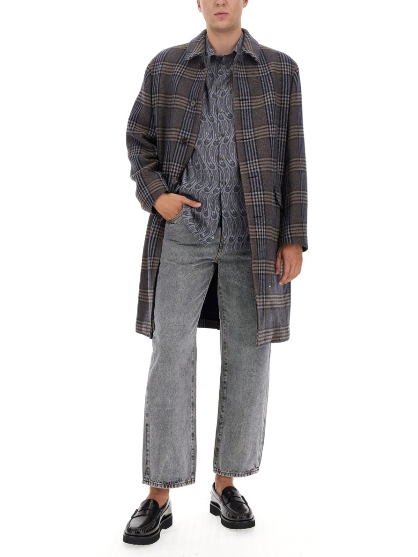Etro Timeless Plaid Coat Blauw