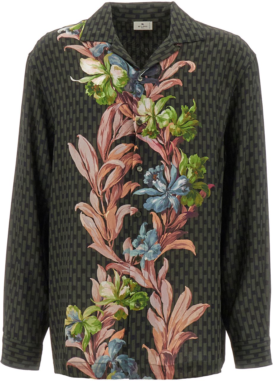Etro Etro Embroidered silk shirt Zwart