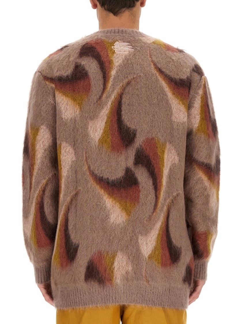 Etro Relaxed V-Neck Cardigan With Textured Surface Bruin
