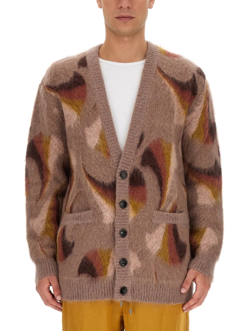 Etro Relaxed V-Neck Cardigan With Textured Surface Bruin