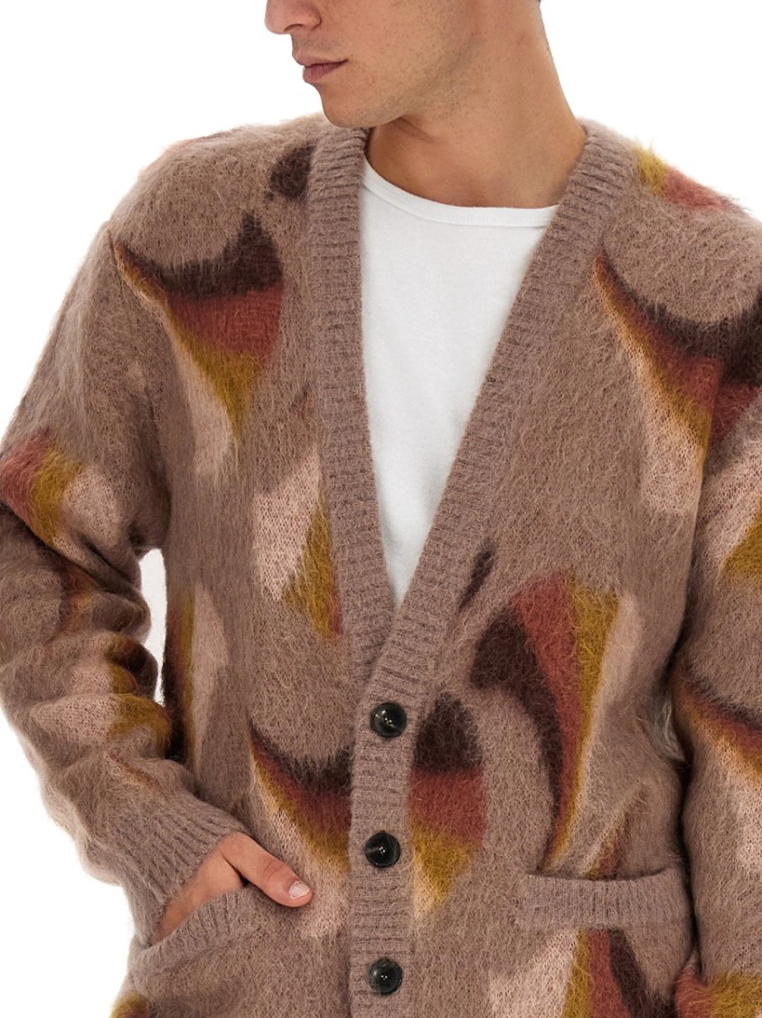 Etro Relaxed V-Neck Cardigan With Textured Surface Bruin