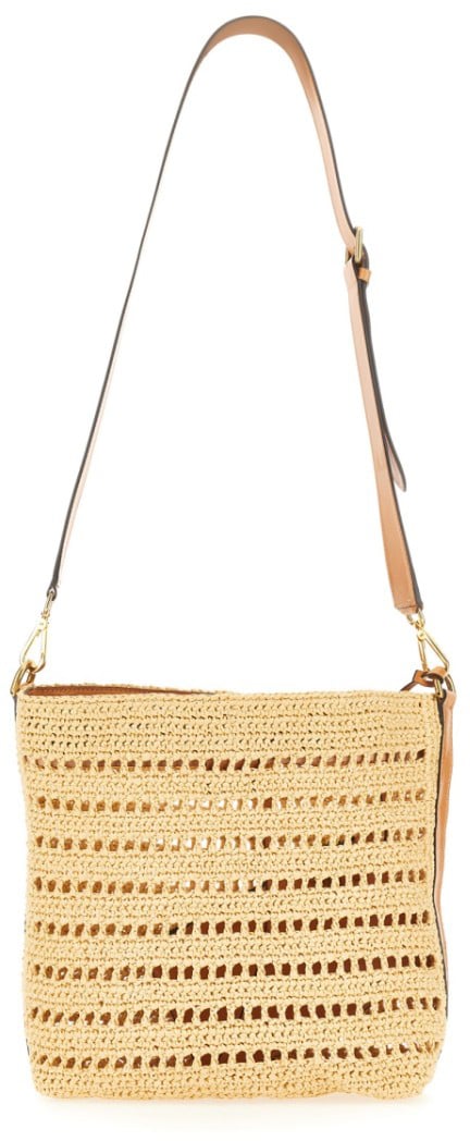 Etro Perforated Raffia Shoulder Bag Neutraal