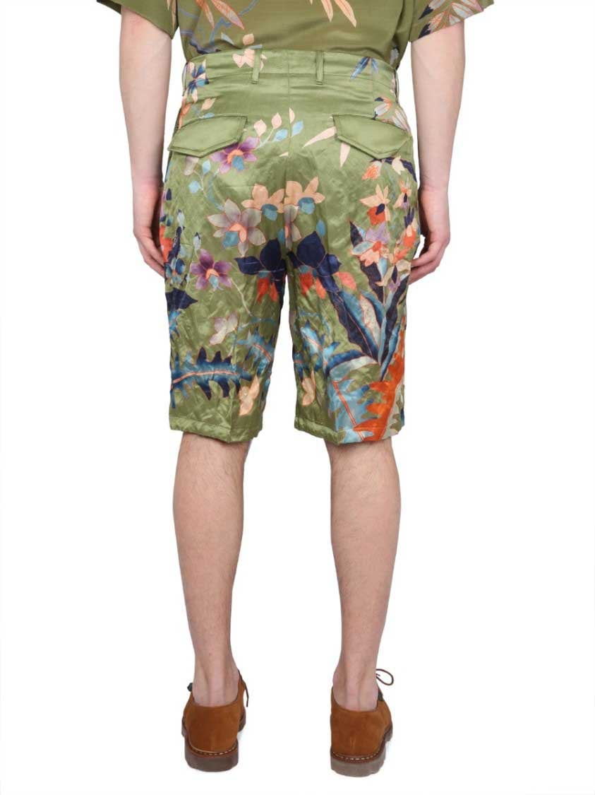 Etro Bermuda Shorts With Floral Print Groen