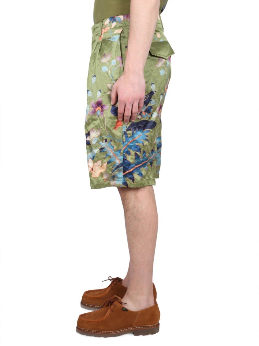 Etro Bermuda Shorts With Floral Print Groen