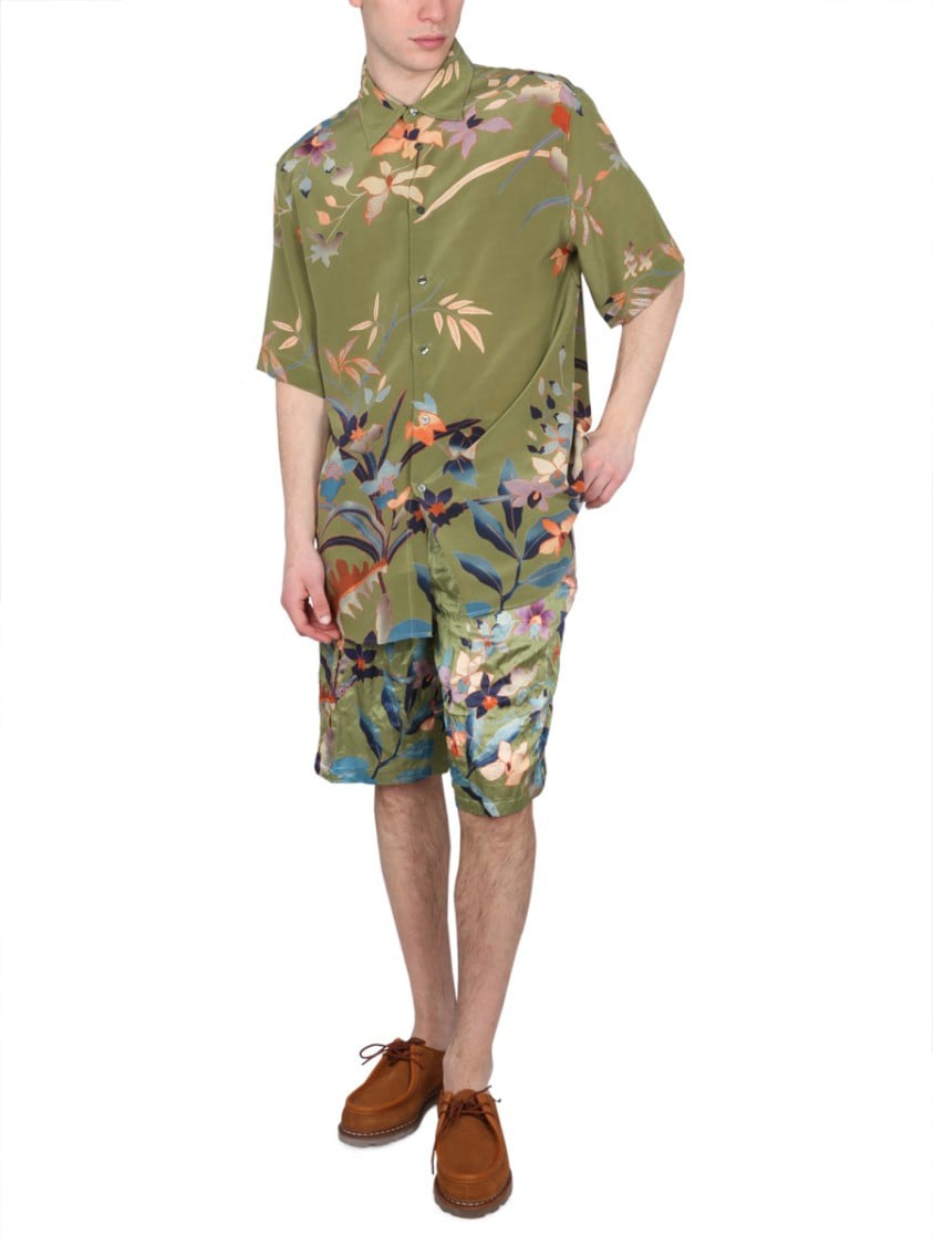 Etro Bermuda Shorts With Floral Print Groen
